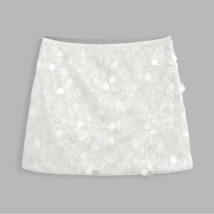 Sequin mini skirt white